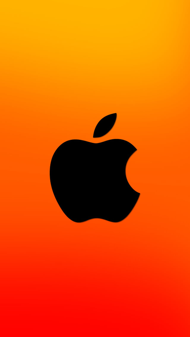 オレンジのアップルロゴ Iphone5 スマホ用壁紙 Wallpaperbox