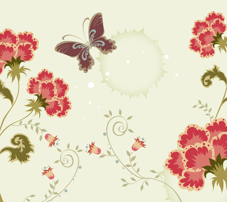 ガーリーな蝶と花 Androidスマホ壁紙 Wallpaperbox