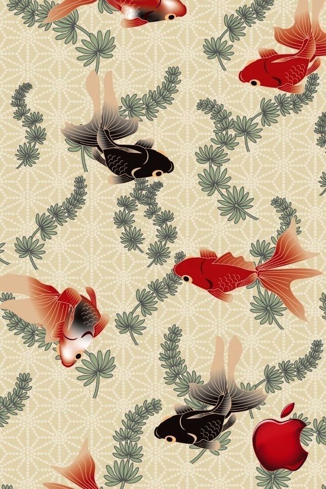 和風の金魚のスマホ用壁紙(iPhone用/640×960)