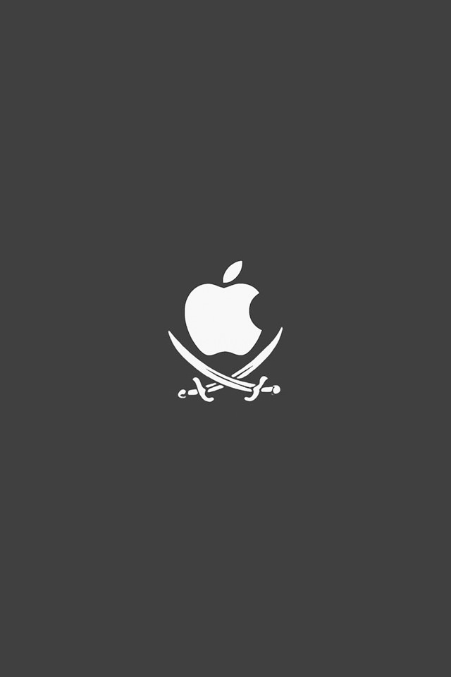 海賊風のアップルのスマホ用壁紙(iPhone4S用)