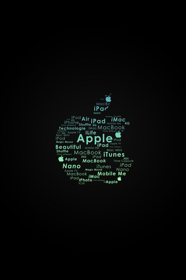 Appleタイポグラフィのスマホ用壁紙(iPhone4S用)