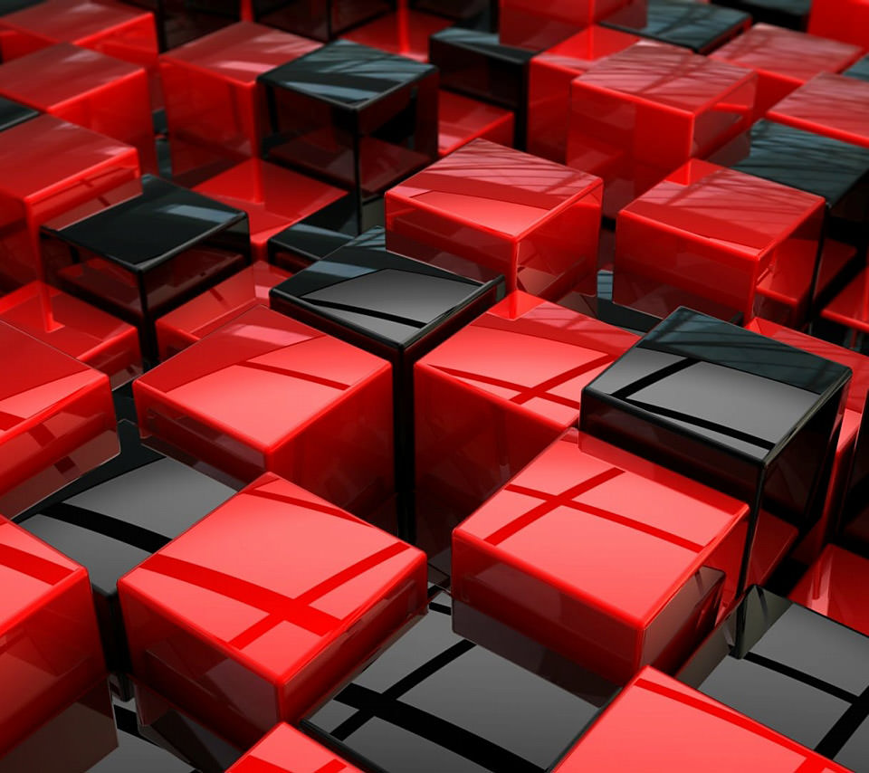 赤と黒のブロックのスマホ用壁紙(Android用/960×854)