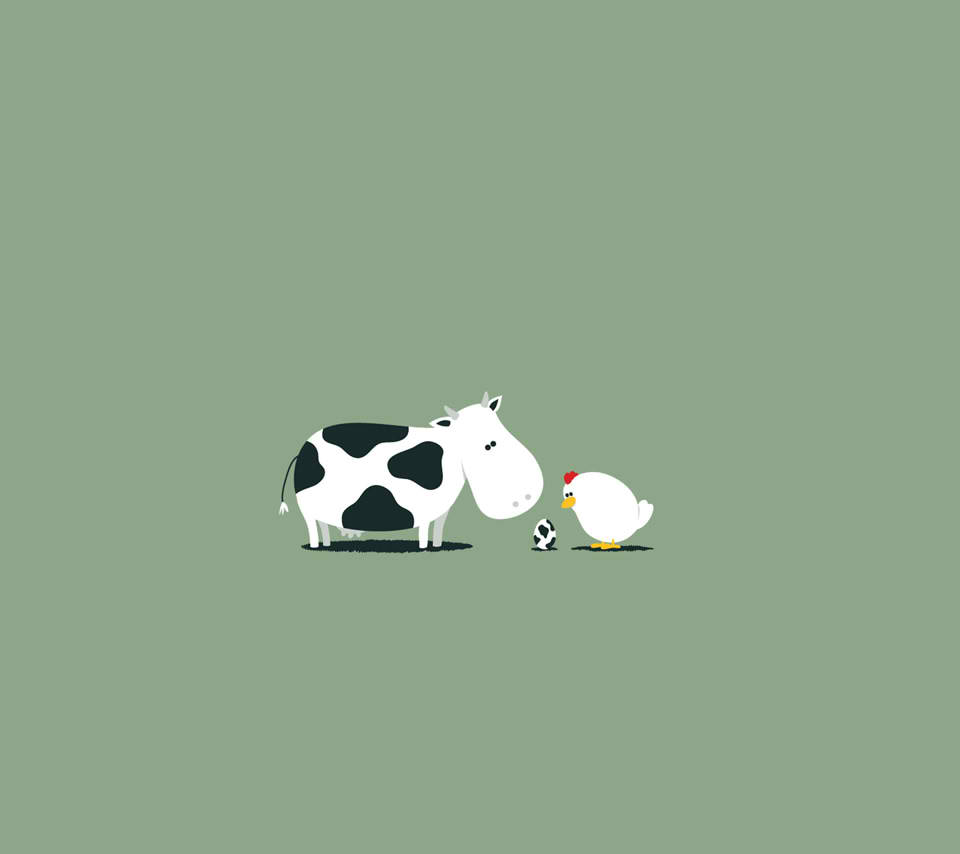 卵と鶏と牛のスマホ用壁紙(Android用/960×854)