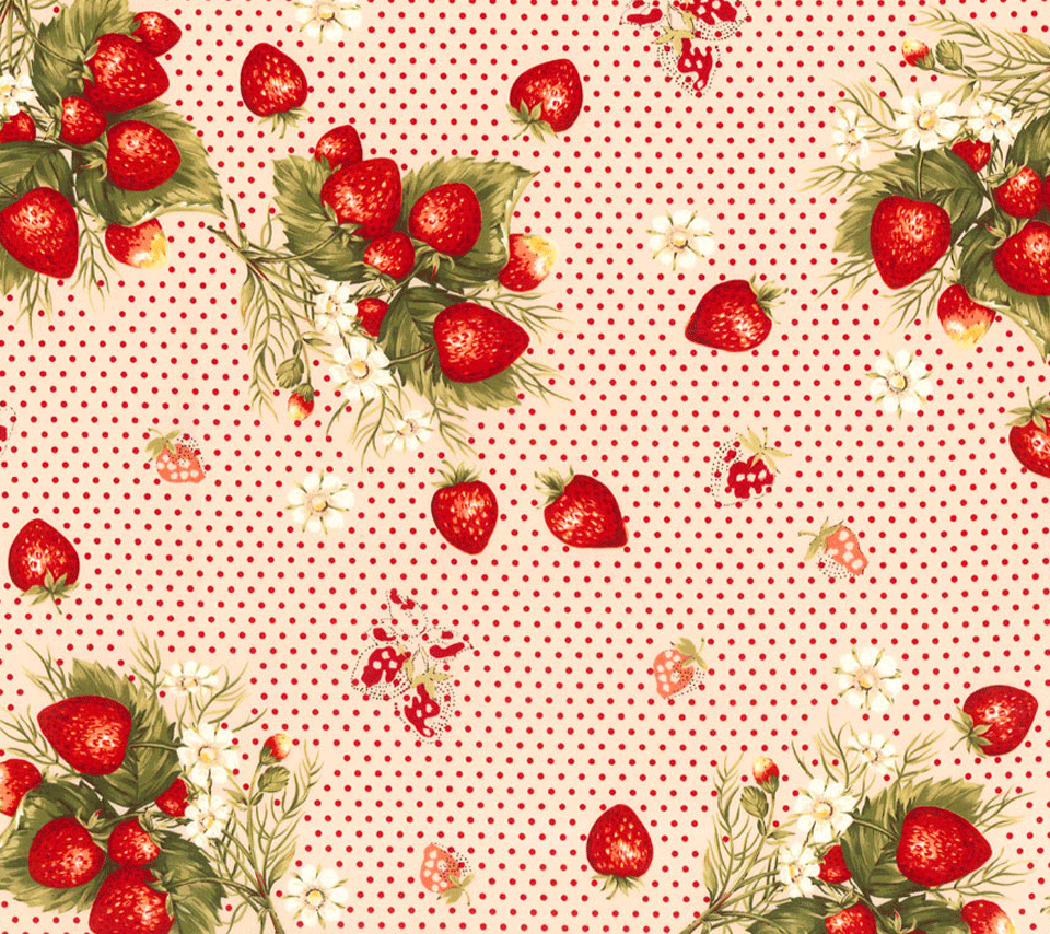 キュートなガーリーなイチゴのスマホ用壁紙(Android用/960×854)