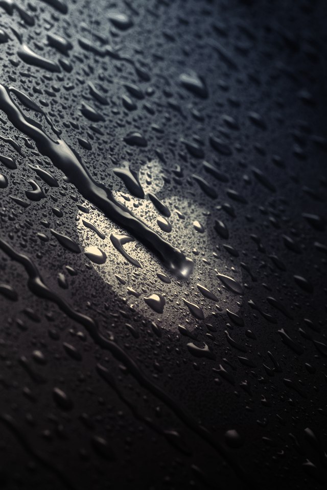 濡れたアップルロゴ スマホ用壁紙(iPhone用/640×960)