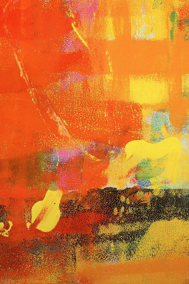 オレンジのグランジ風 スマホ用壁紙(iPhone用/640×960)