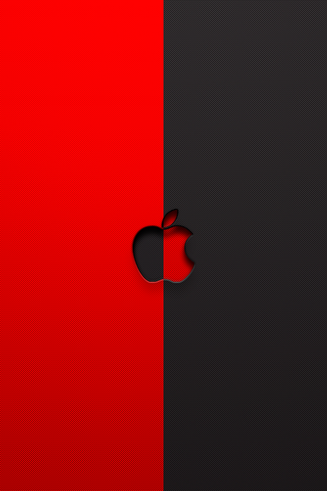 アップルロゴ（赤/黒) スマホ用壁紙(iPhone用/640×960)