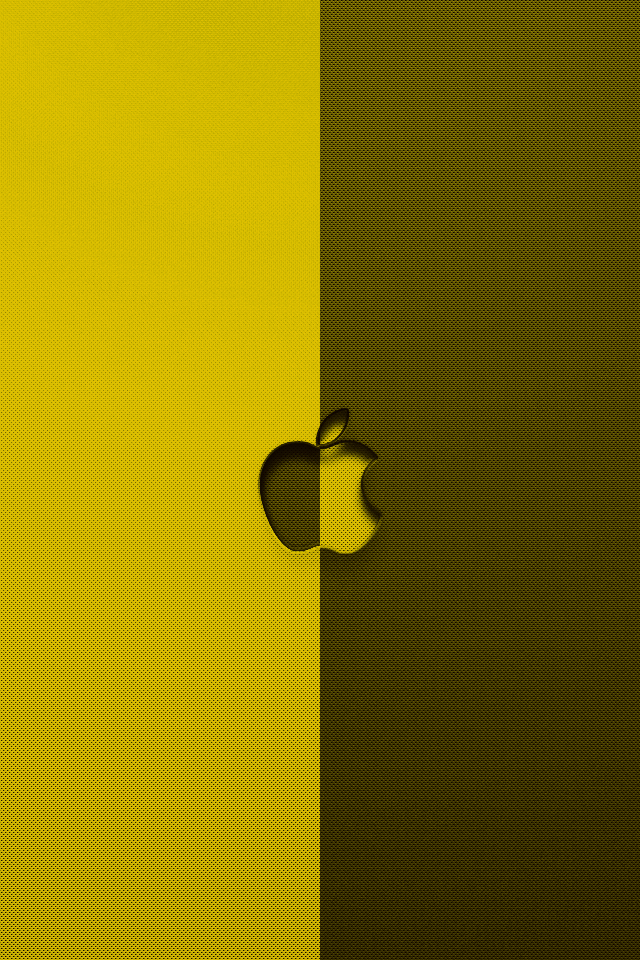 黄色・黒のアップルロゴ スマホ用壁紙(iPhone用/640×960)