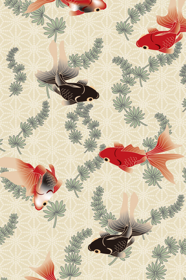 和風の金魚 スマホ用壁紙(iPhone用/640×960)