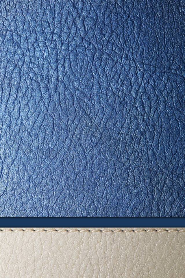 青と白のレザー調のスマホ用壁紙(iPhone用/640×960)