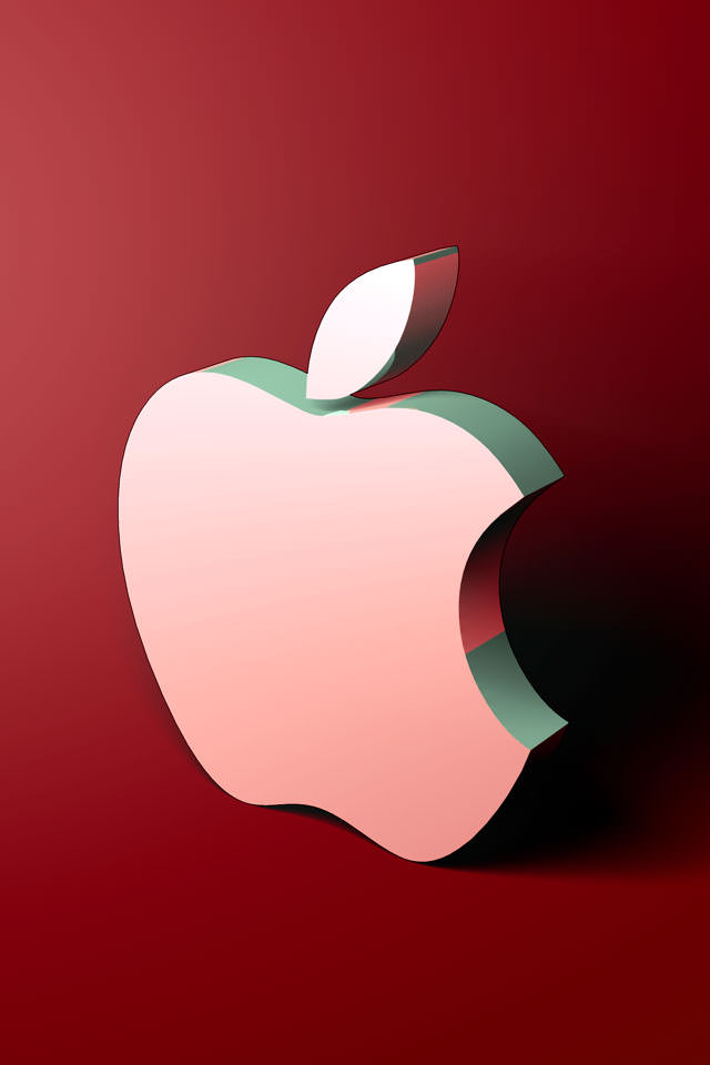 赤いAppleロゴ スマホ用壁紙(iPhone用/640×960)