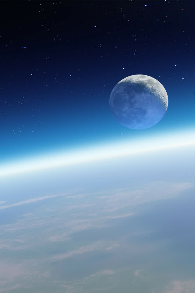地球と月 スマホ用壁紙(iPhone用/640×960)