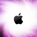 宇宙とアップルロゴ iPhone5 スマホ用壁紙