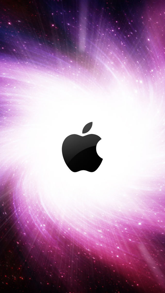宇宙とアップルロゴ iPhone5 スマホ用壁紙