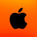 オレンジのアップルロゴ iPhone5 スマホ用壁紙