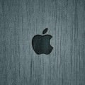 ウッド調のAppleロゴ iPhone5 スマホ用壁紙