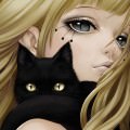 黒猫と少女 Androidスマホ用壁紙