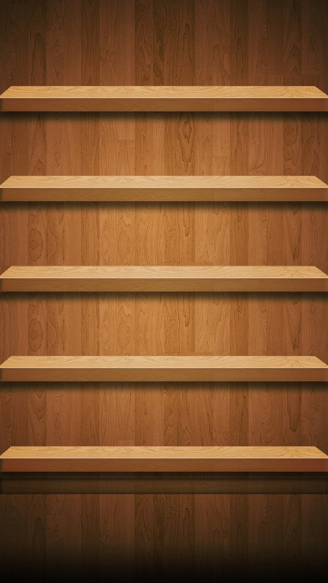 クラシックなウッド棚 iPhone5 スマホ用壁紙