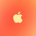 オレンジのAppleロゴ iPhone5 スマホ用壁紙