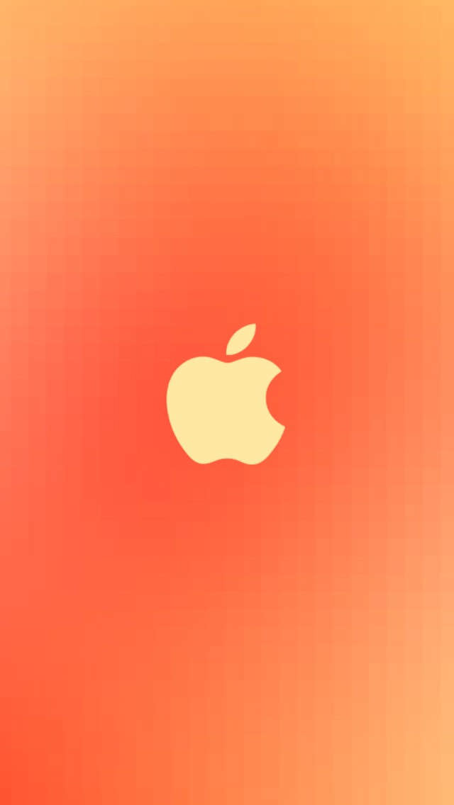 オレンジのAppleロゴ iPhone5 スマホ用壁紙