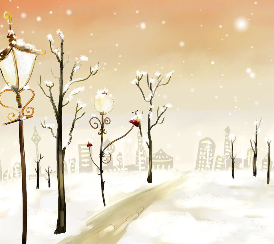 冬の街灯 Androidスマホ用壁紙