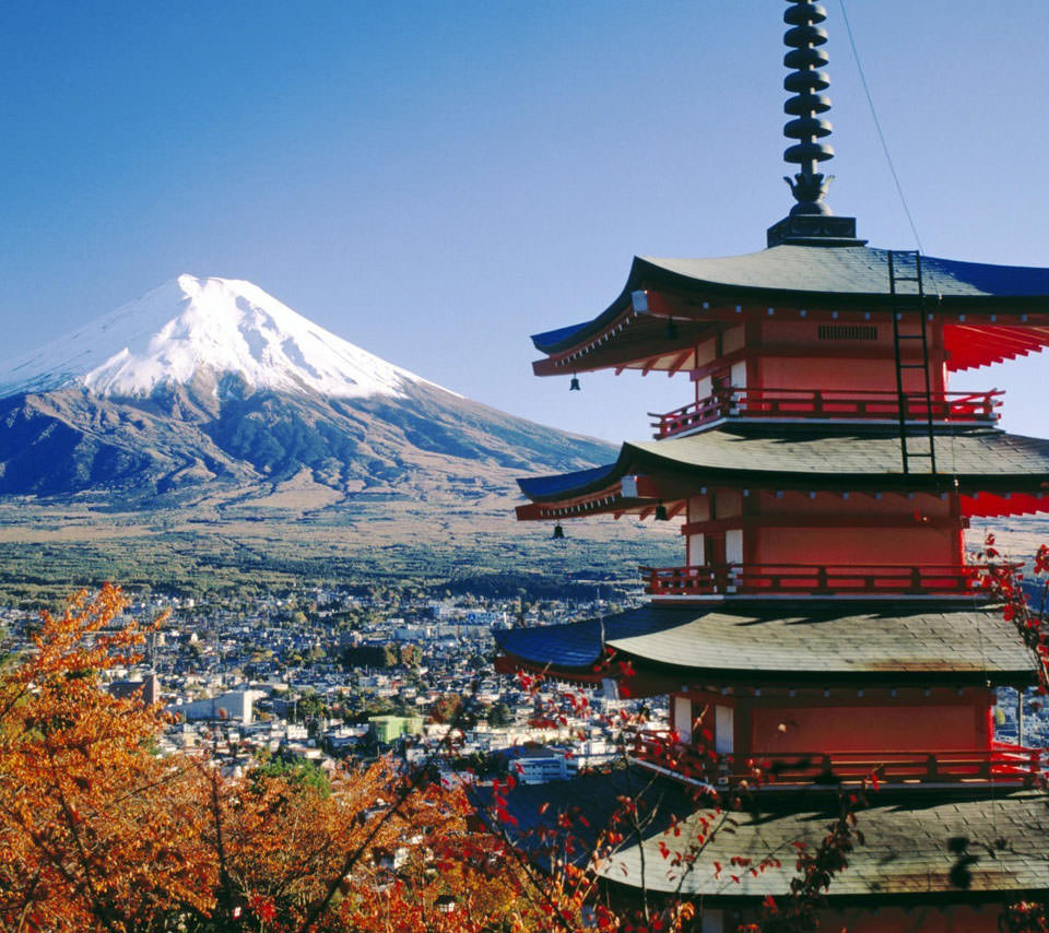 富士山と五重の塔 Androidスマホ用壁紙