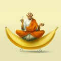 バナナに乗る僧 Androidスマホ壁紙