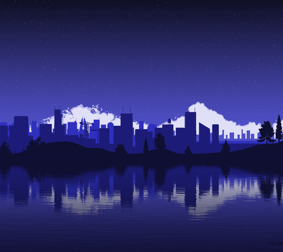 夜の都会のイラスト Androidスマホ壁紙