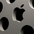 穴の開いたアップルロゴ iPhone5 スマホ用壁紙