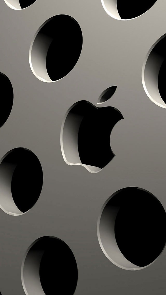 穴の開いたアップルロゴ iPhone5 スマホ用壁紙