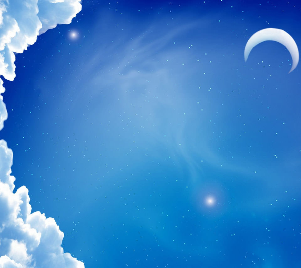 Blue Sky Moon Androidスマホ壁紙