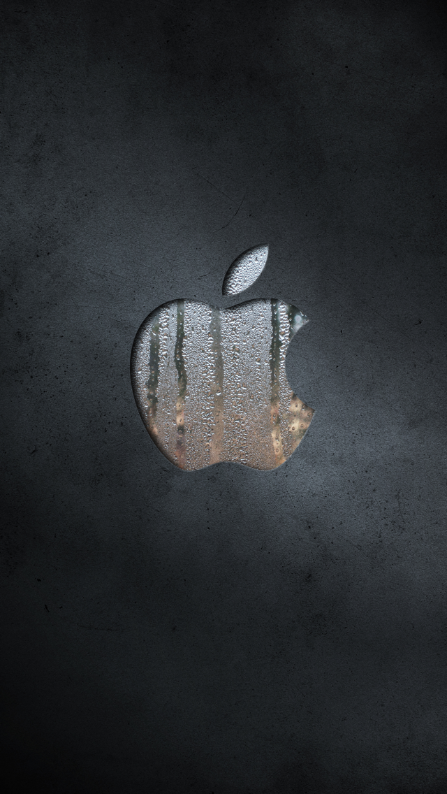 水滴のあるアップルロゴ iPhone5 スマホ用壁紙