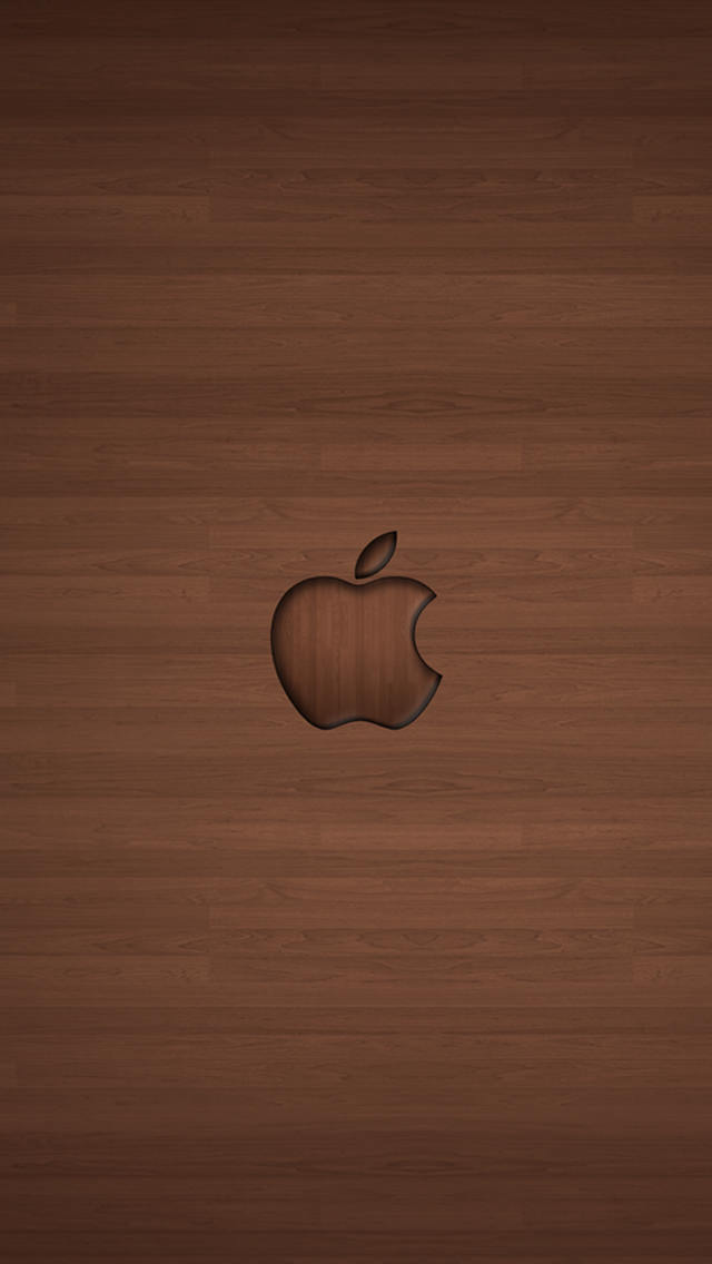 木目調の綺麗なロゴ iPhone5 スマホ用壁紙