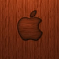 ウッド調のアップルロゴ iPhone5 スマホ用壁紙