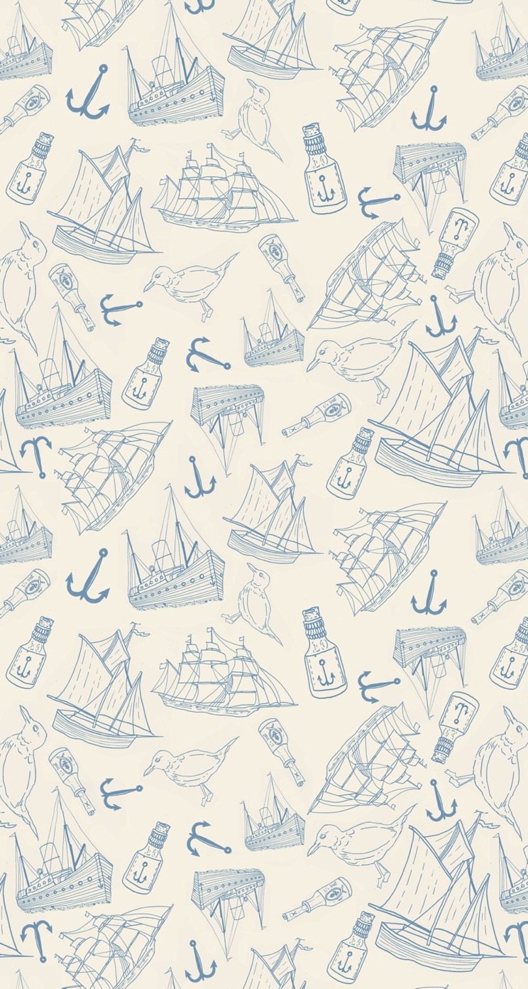 オシャレな海洋系イラスト iPhone5 スマホ用壁紙