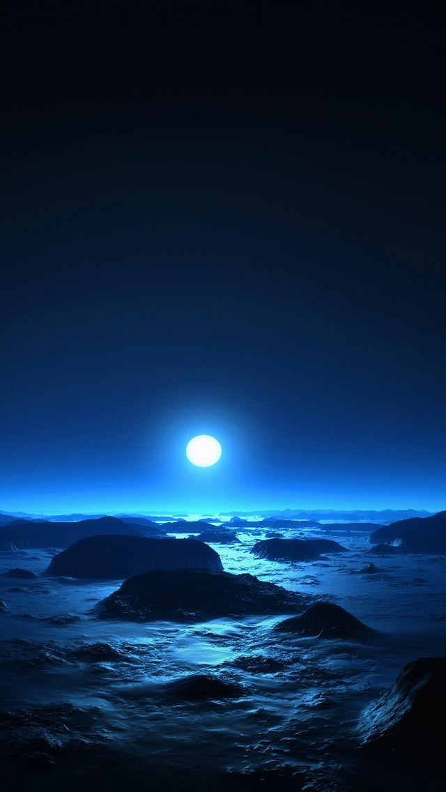 夜の光る満月 iPhone5 スマホ用壁紙