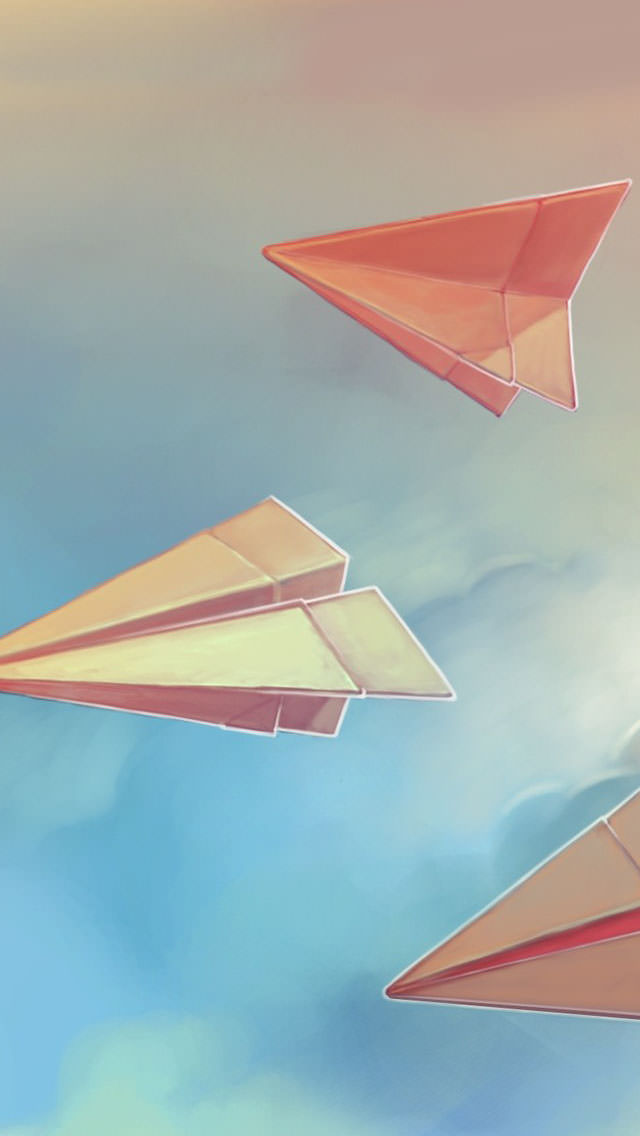 空に舞う紙飛行機 iPhone5 スマホ用壁紙