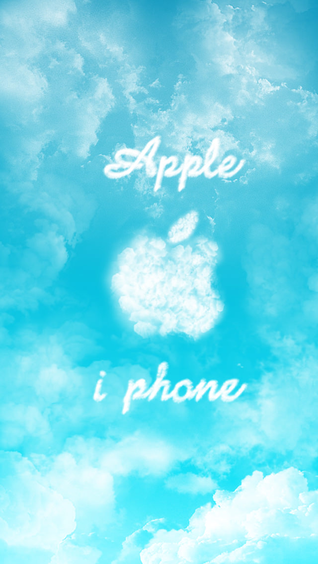 雲とアップルロゴ iPhone5 スマホ用壁紙