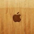 綺麗なウッド調のアップルロゴ iPhone5 スマホ用壁紙