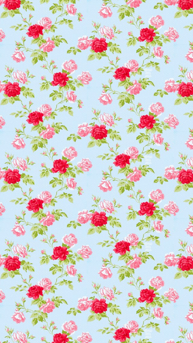 かわいい薔薇のパターン iPhone5 スマホ用壁紙