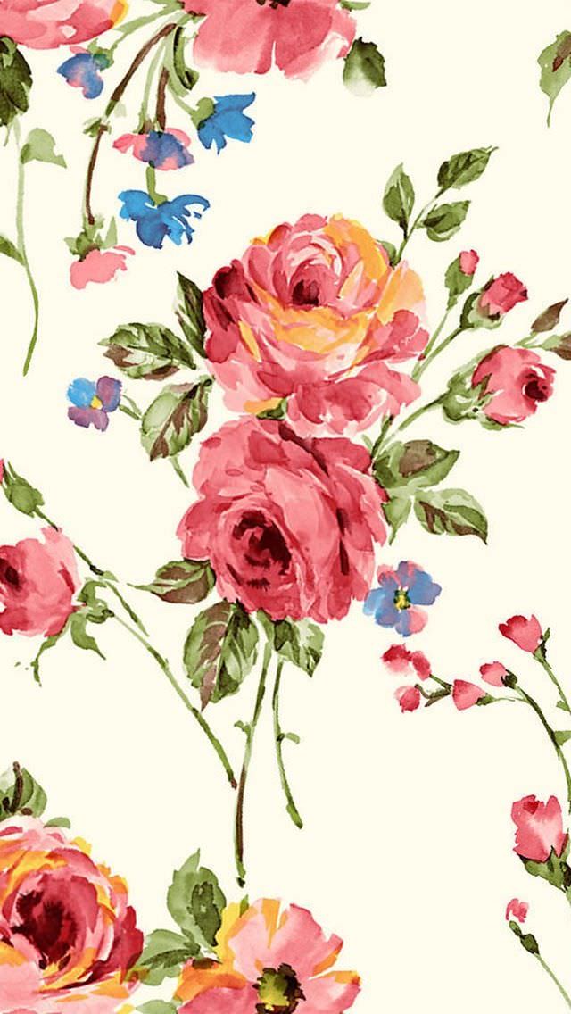 薔薇の水彩画 iPhone壁紙