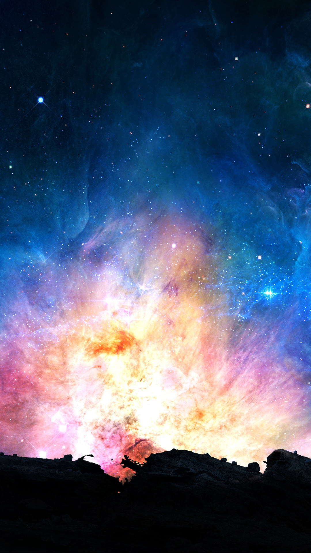 山頂から見る銀河 iPhone6 Plus 壁紙