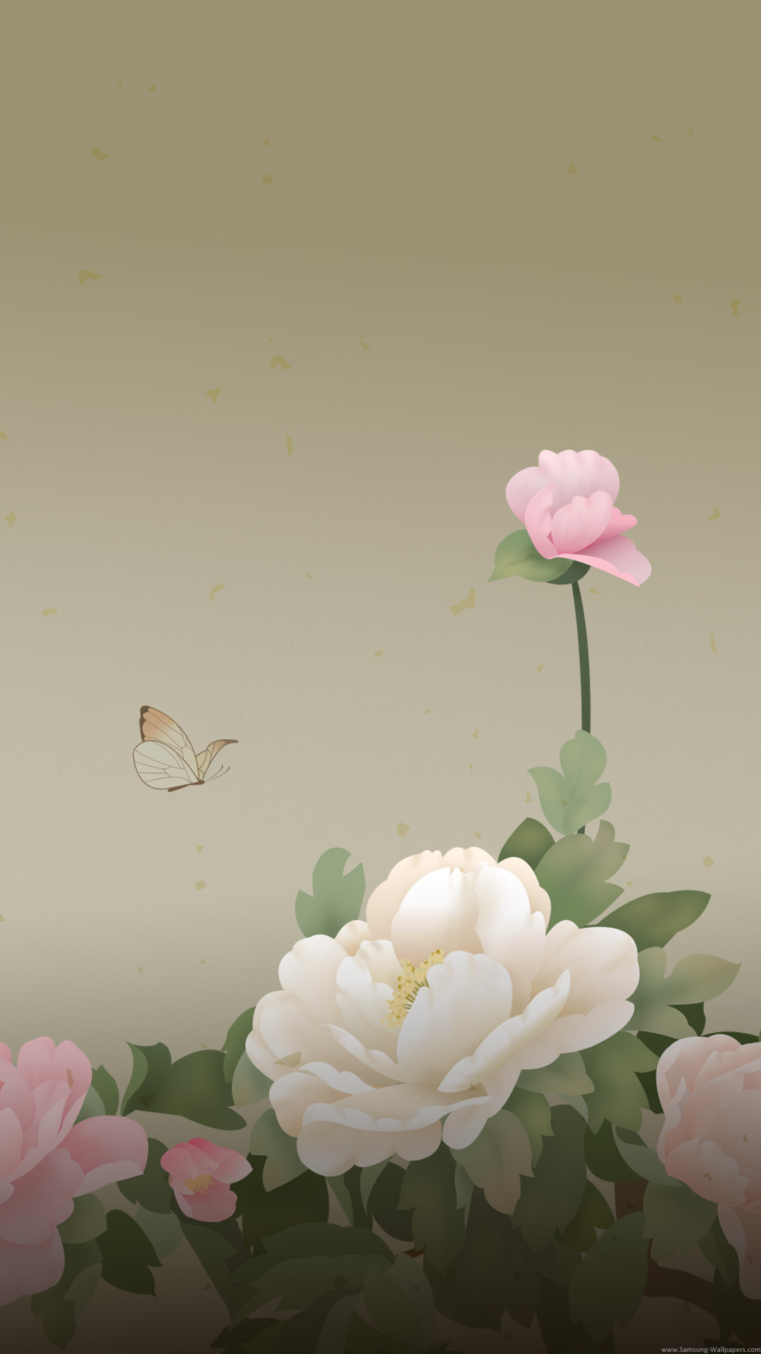 和風の花びらと蝶 iPhone6 Plus 壁紙