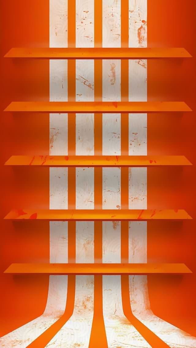 オレンジ・白線のストライプ iPhone5壁紙