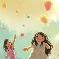 風船と少女 iPhon6壁紙