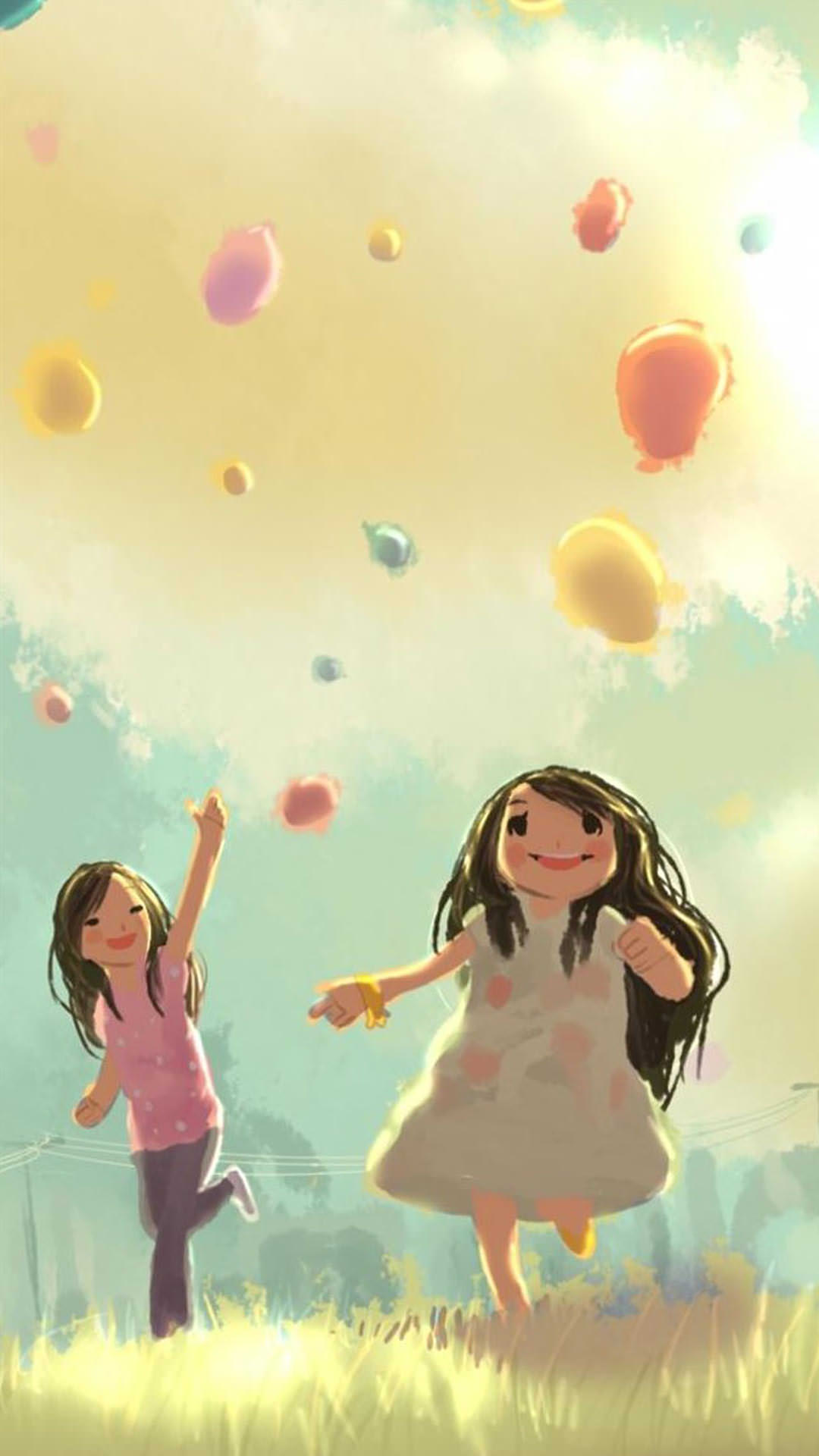 風船と少女 iPhon6壁紙