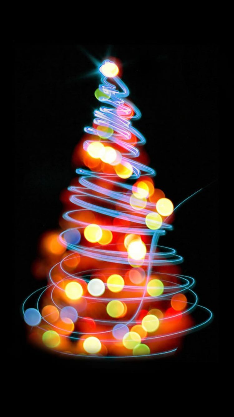ネオンのクリスマスツリー iPhone6壁紙