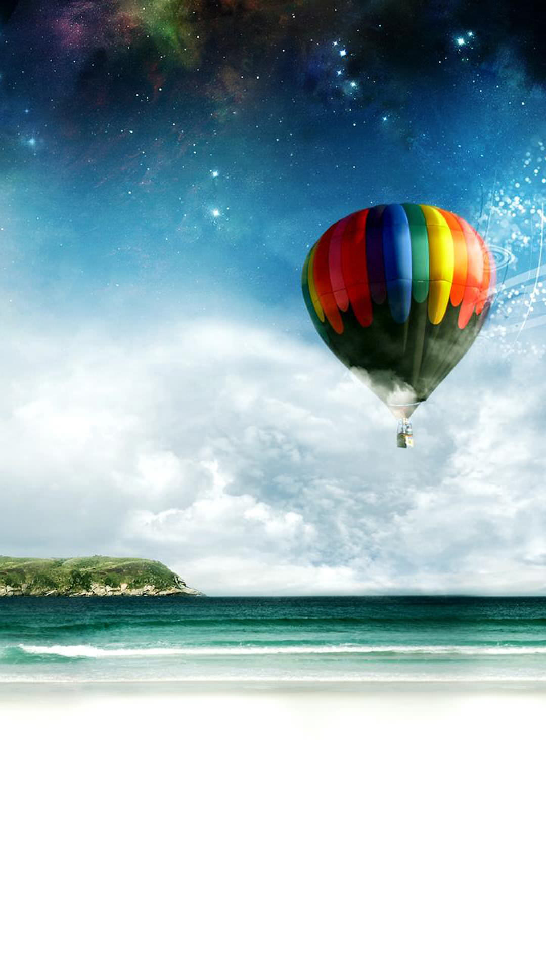 海岸線と気球 iPhone6 Plus壁紙
