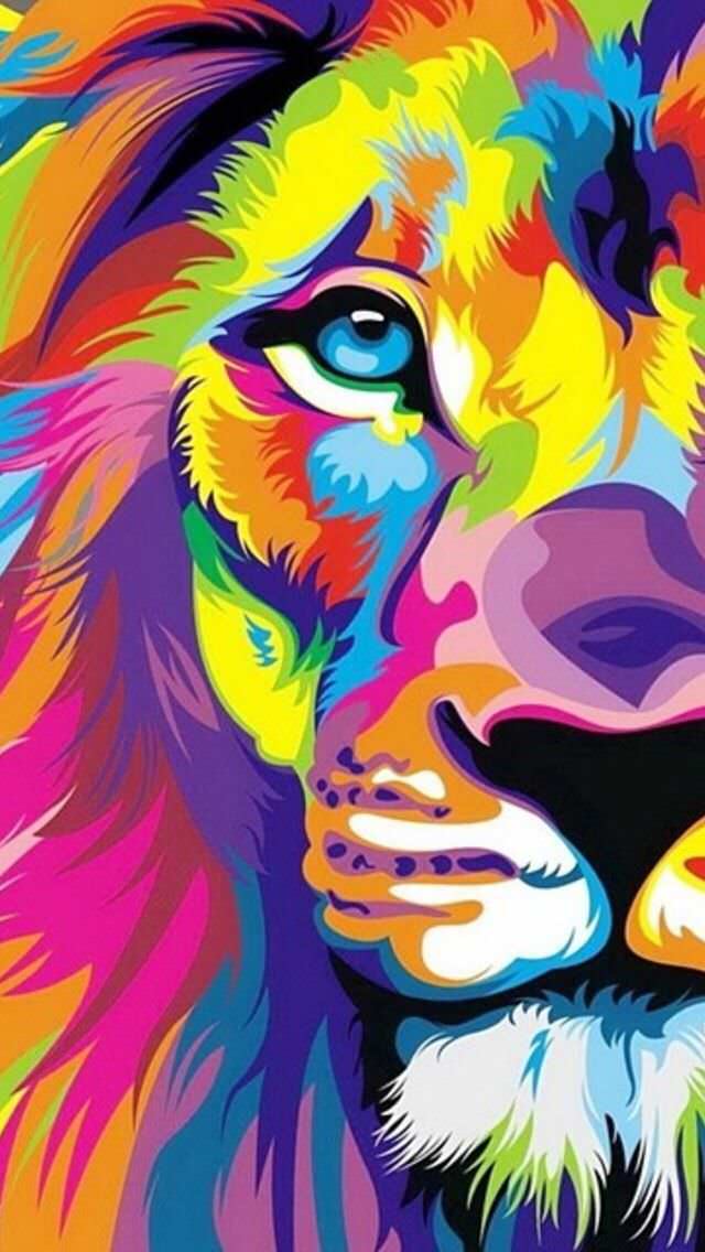 カラフルなライオンのイラスト iPhone5壁紙