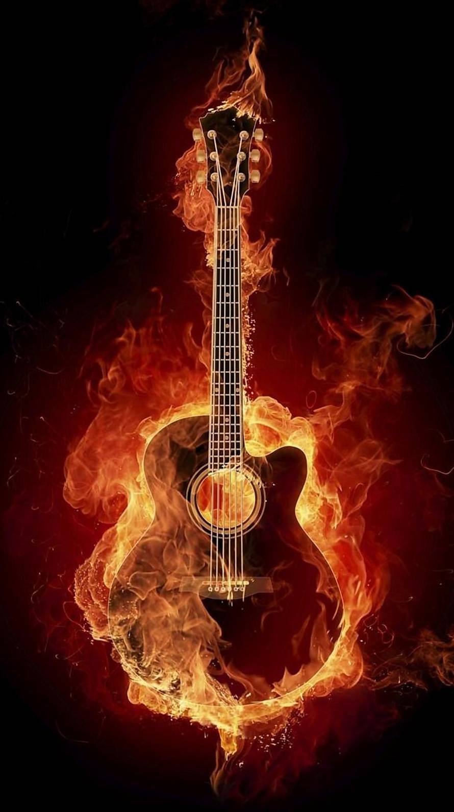 燃えるギター iPhone6壁紙